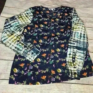 Piper lime silk multi fabric blouse